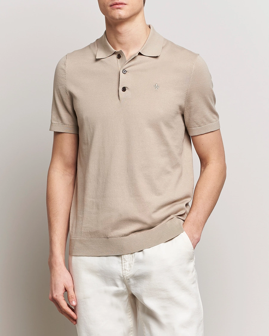 Herre | Gensere | Morris | Cenric Cotton Knitted Short Sleeve Polo Khaki
