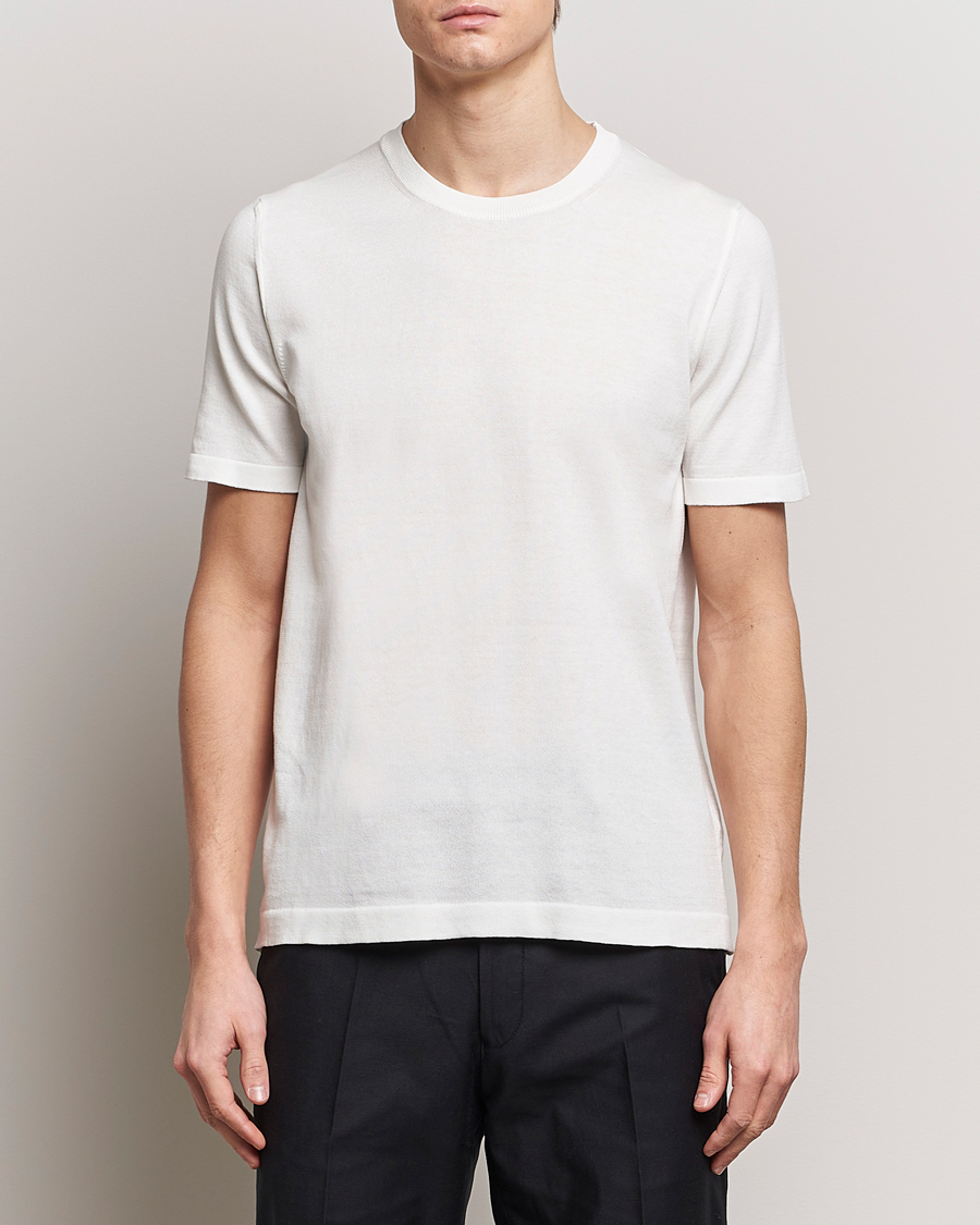 Herr | Oscar Jacobson | Oscar Jacobson | Brian Knitted Cotton T-Shirt White