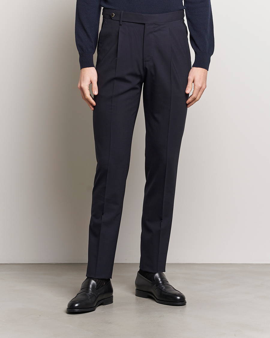 Herre | Dressbukser | PT01 | Gentleman Fit Wool Stretch Trousers Navy
