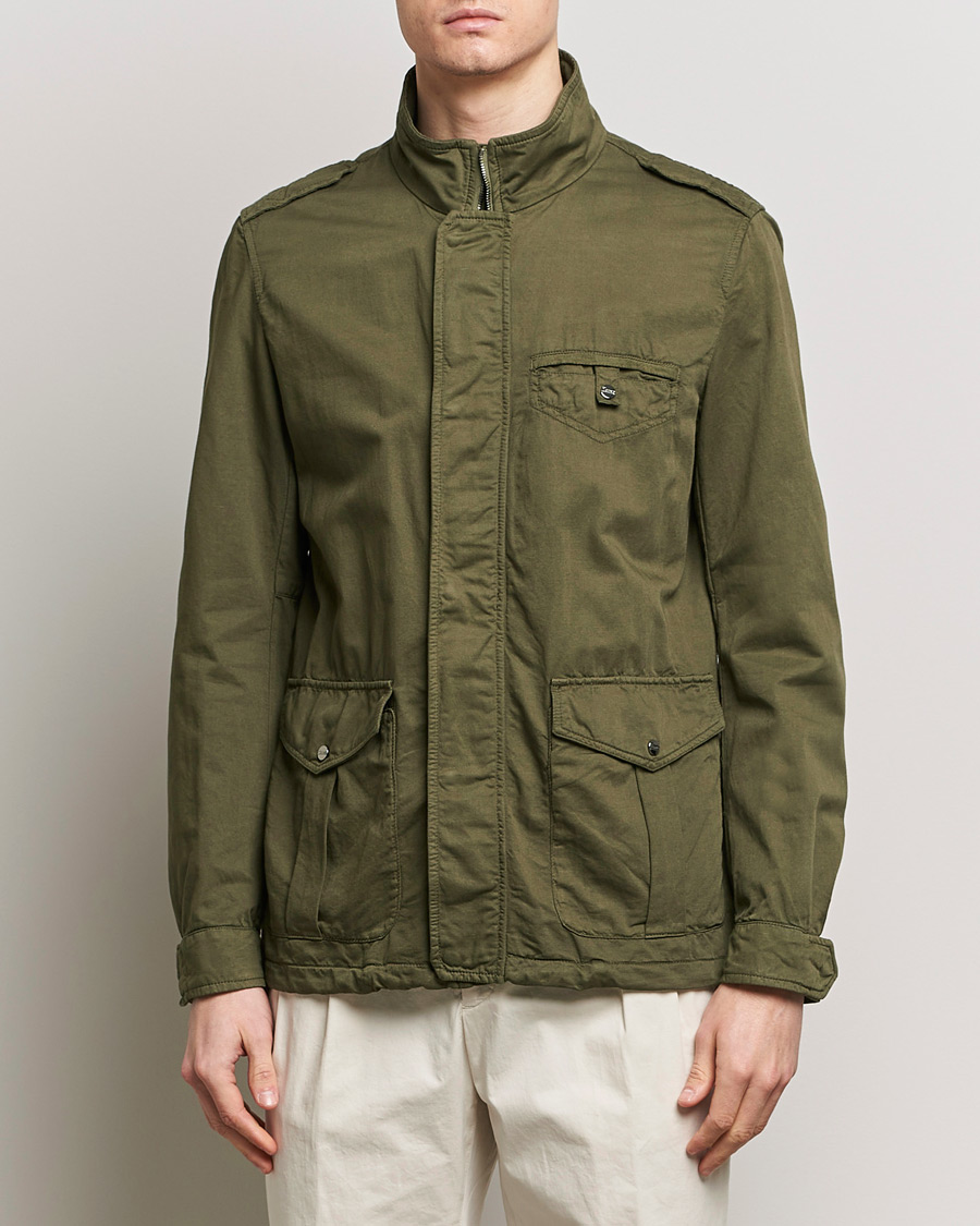 Herre | Klær | Herno | Washed Cotton/Linen Field Jacket Military