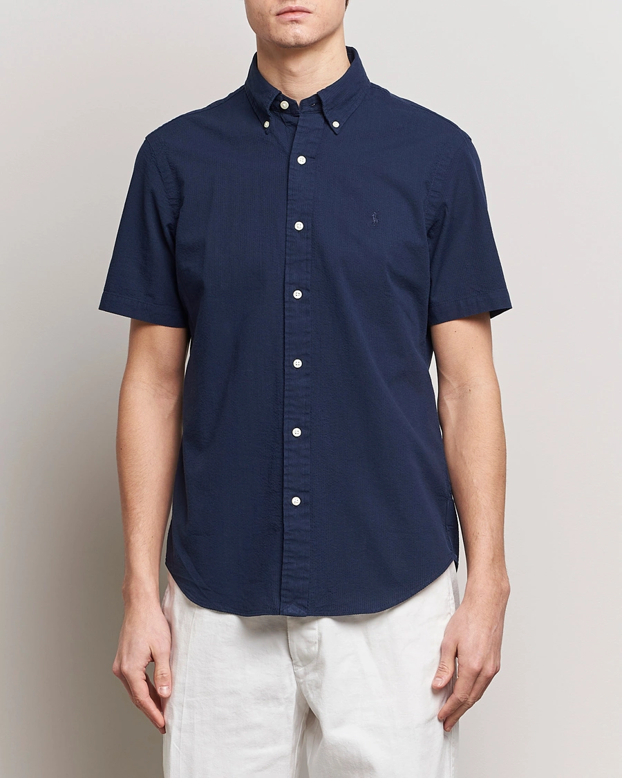 Herre | World of Ralph Lauren | Polo Ralph Lauren | Seersucker Short Sleeve Shirt Astoria Navy