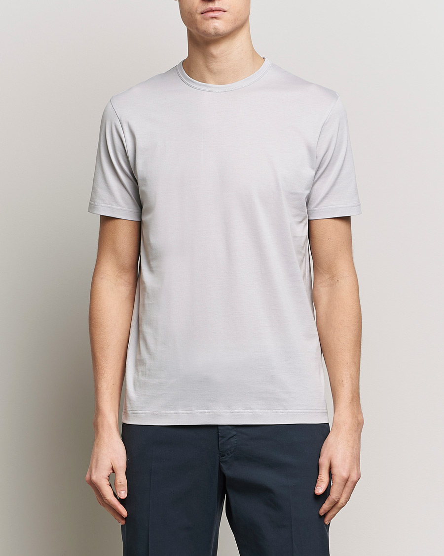 Herre | Kortermede t-shirts | Sunspel | Crew Neck Cotton Tee Smoke