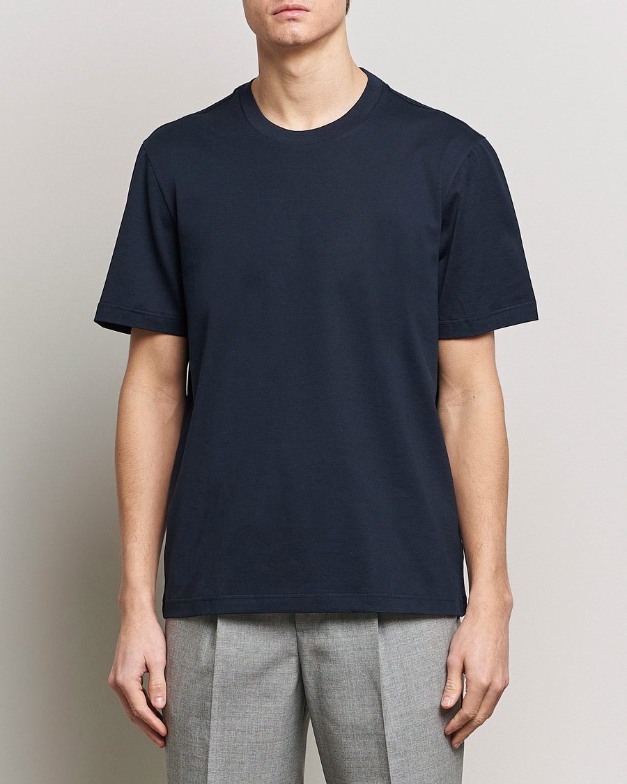 Herre | Klær | Brioni | Short Sleeve Cotton T-Shirt Navy