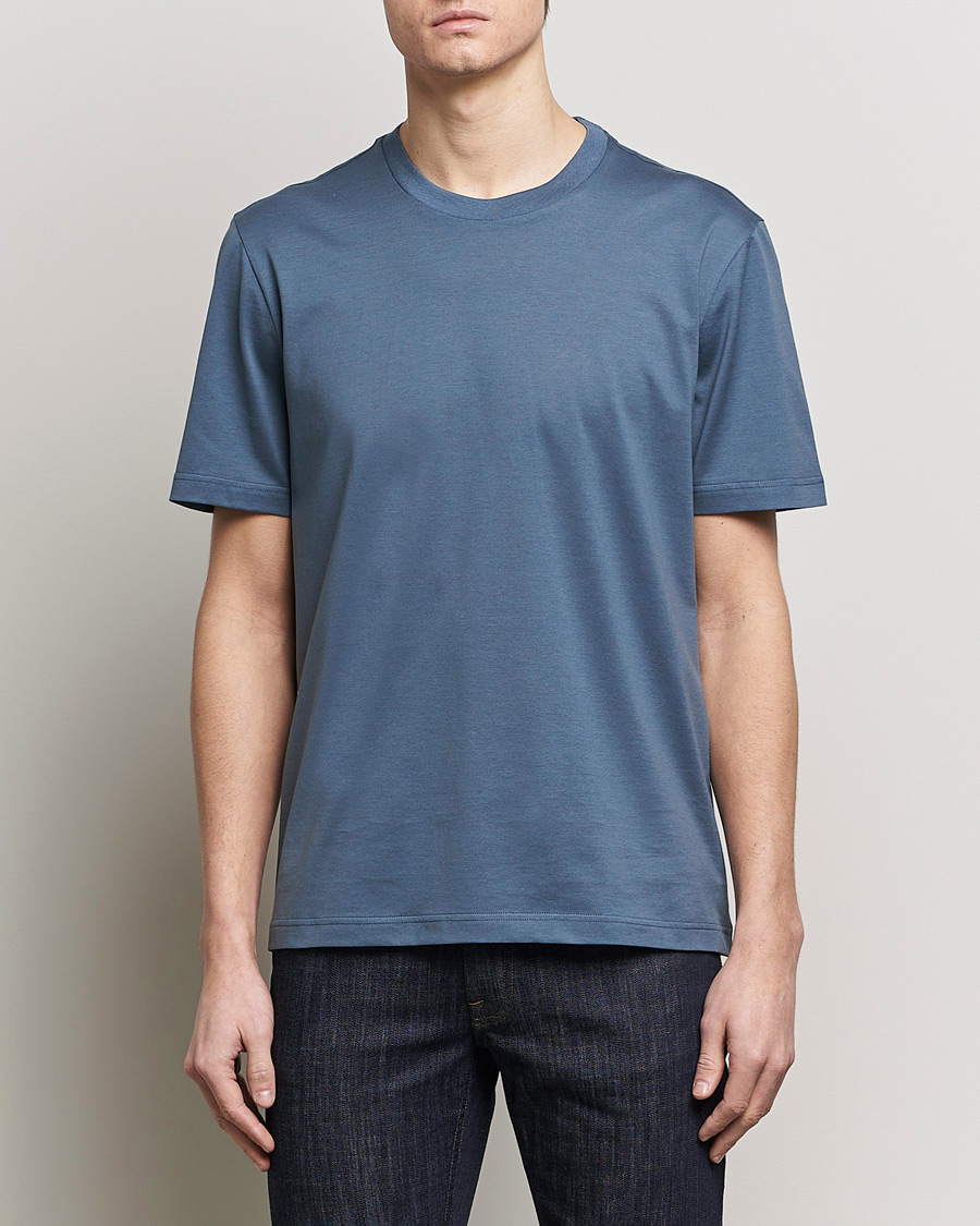 Herre | Klær | Brioni | Short Sleeve Cotton T-Shirt Petroleum