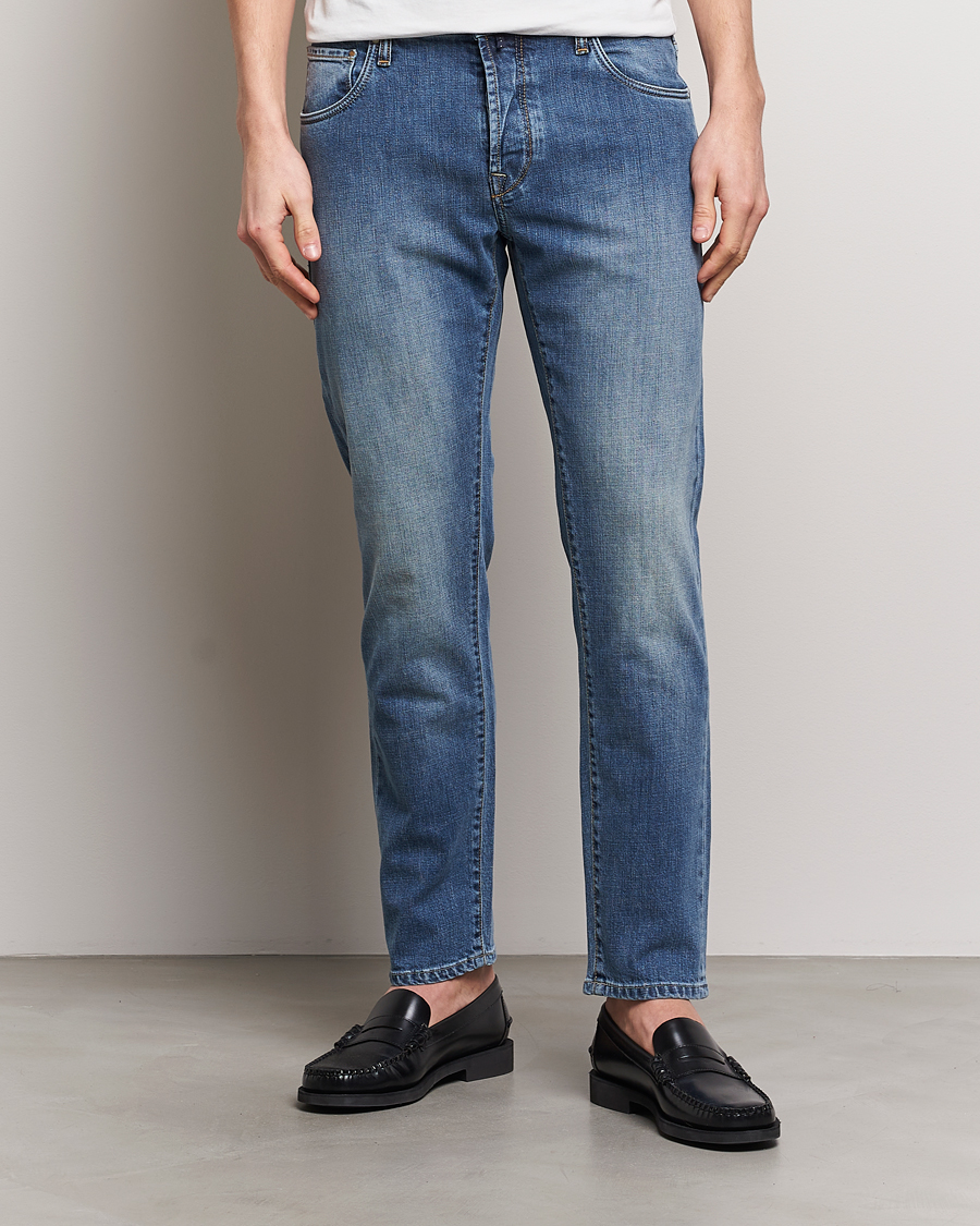 Herre | Blå jeans | Incotex | 5-Pocket Stretch Denim Medium Blue