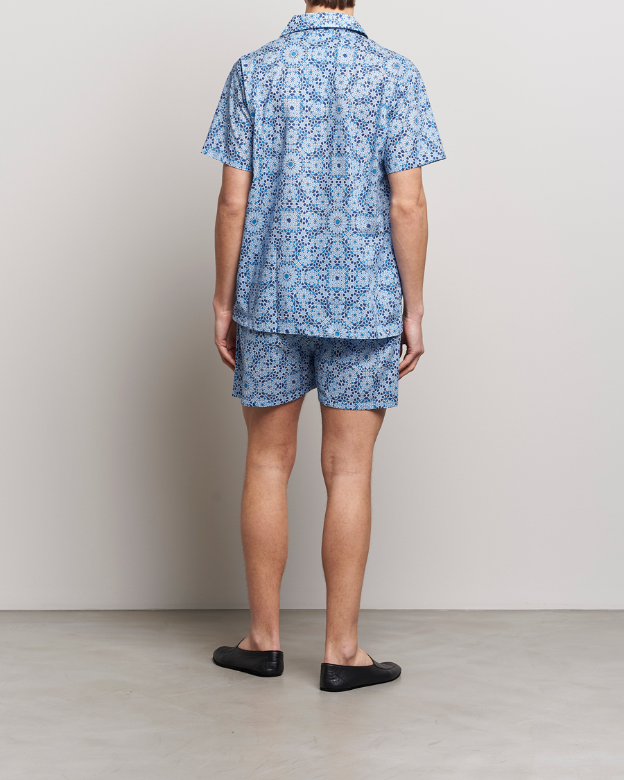 Herre | Klær | Derek Rose | Shortie Printed Cotton Pyjama Set Blue