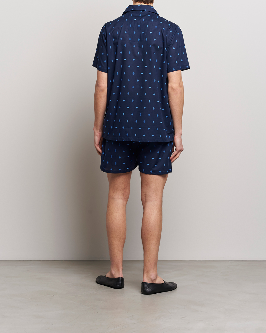 Herre | Pyjamaser | Derek Rose | Shortie Printed Cotton Pyjama Set Navy