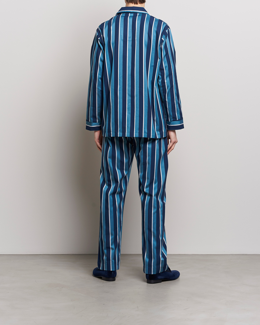 Herre | Pyjamaser og badekåper | Derek Rose | Cotton Striped Pyjama Set Teal