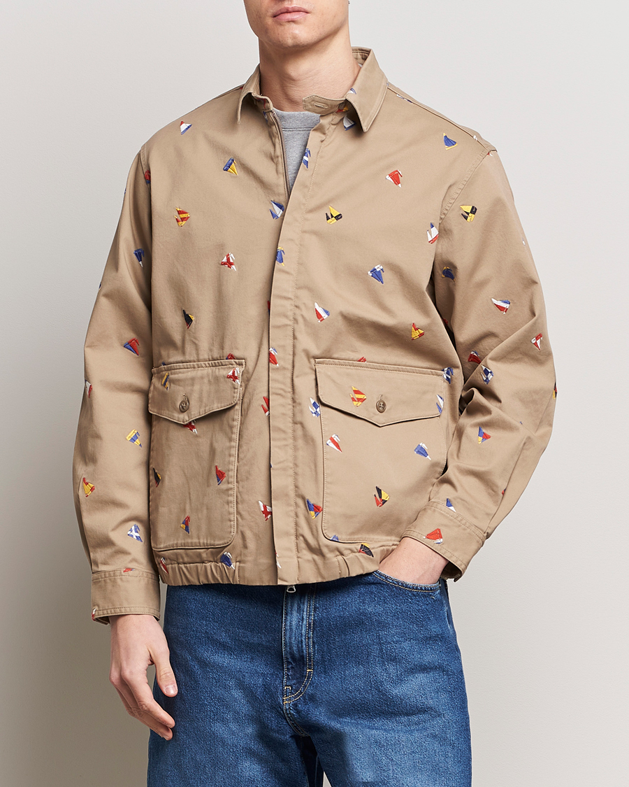 Herre | Bomberjakker | BEAMS PLUS | Embroidered Harrington Jacket Beige