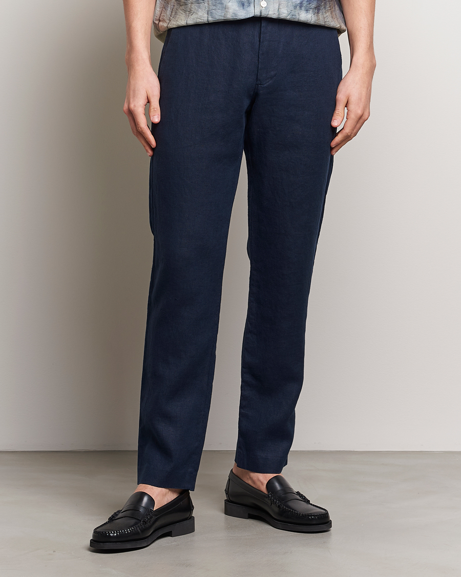 Herr | Kläder | NN07 | Theo Linen Trousers Navy Blue