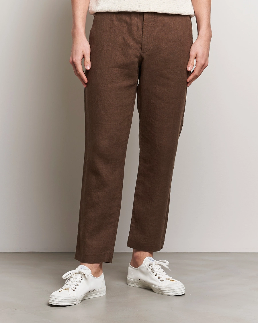 Herre | Linbukser | NN07 | Theo Linen Trousers Cocoa Brown