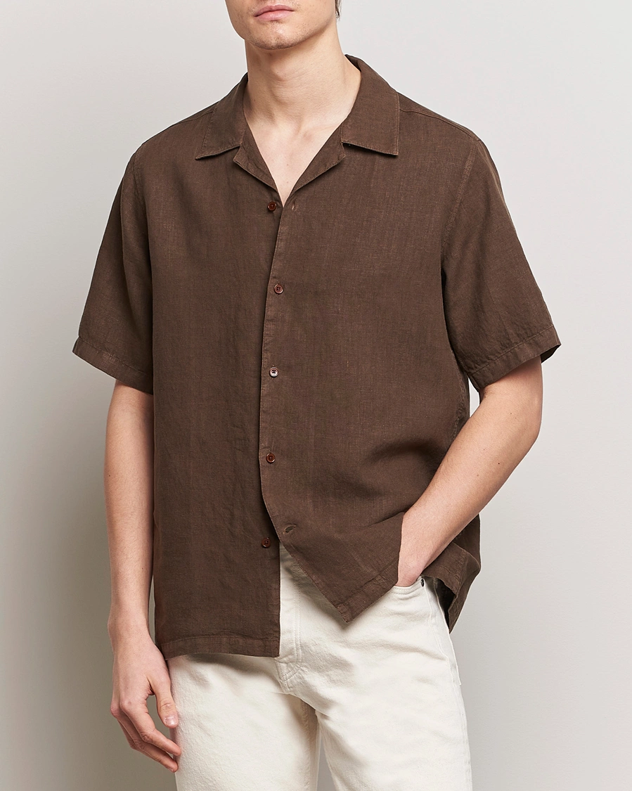 Herre |  | NN07 | Julio Linen Resort Shirt Cocoa Brown