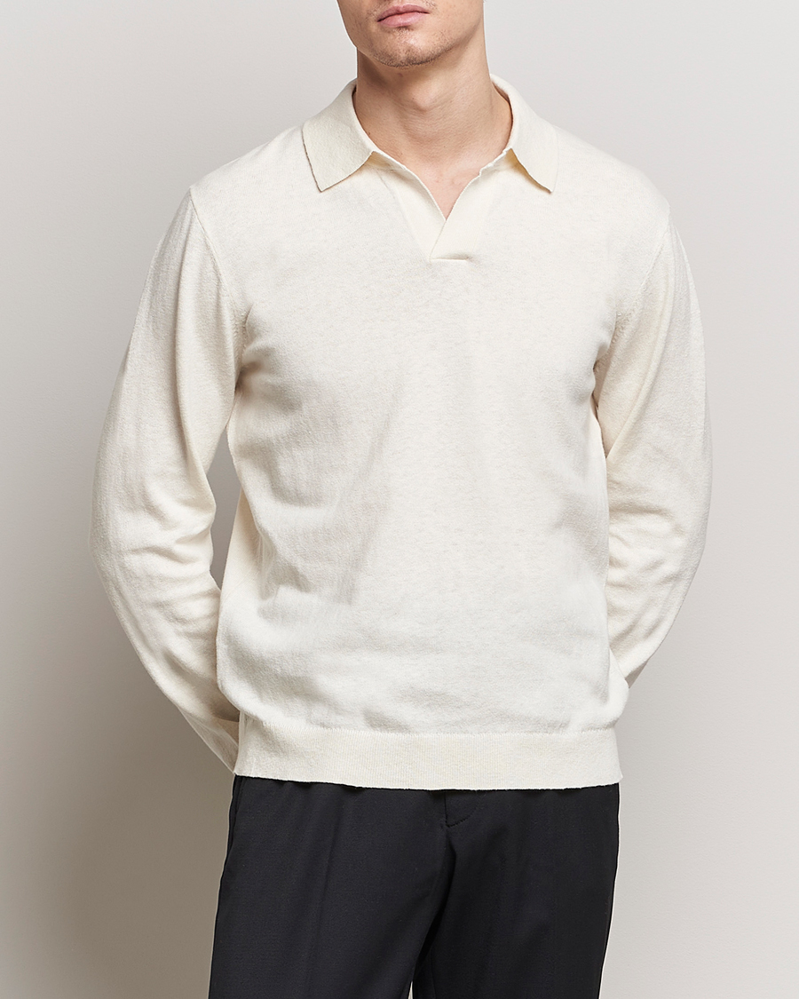 Herr | A Day's March | A Day\'s March | Manol Cotton Linen Polo Off White
