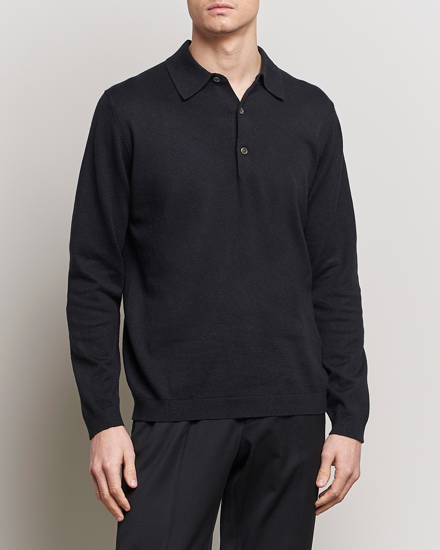 Herr | A Day's March | A Day\'s March | Ambroz Cotton/Linen Polo Black