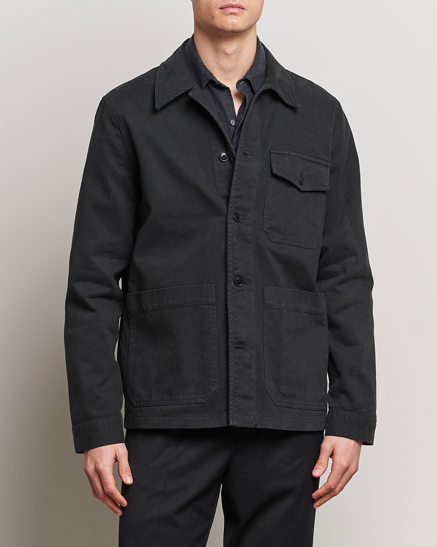 Herre |  | A Day\'s March | Patch Pocket Sturdy Twill Overshirt Off Black