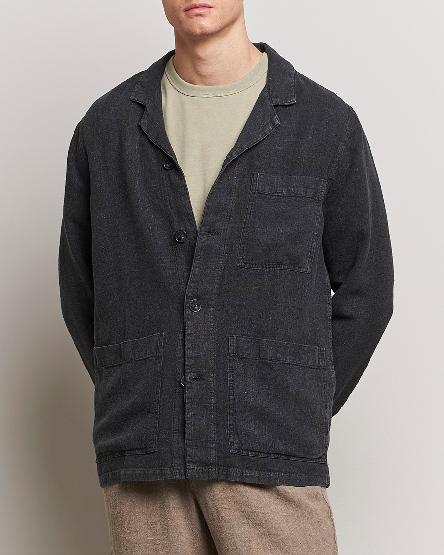 Herre | Overshirts | A Day\'s March | Bangher Linen Overshirt Black
