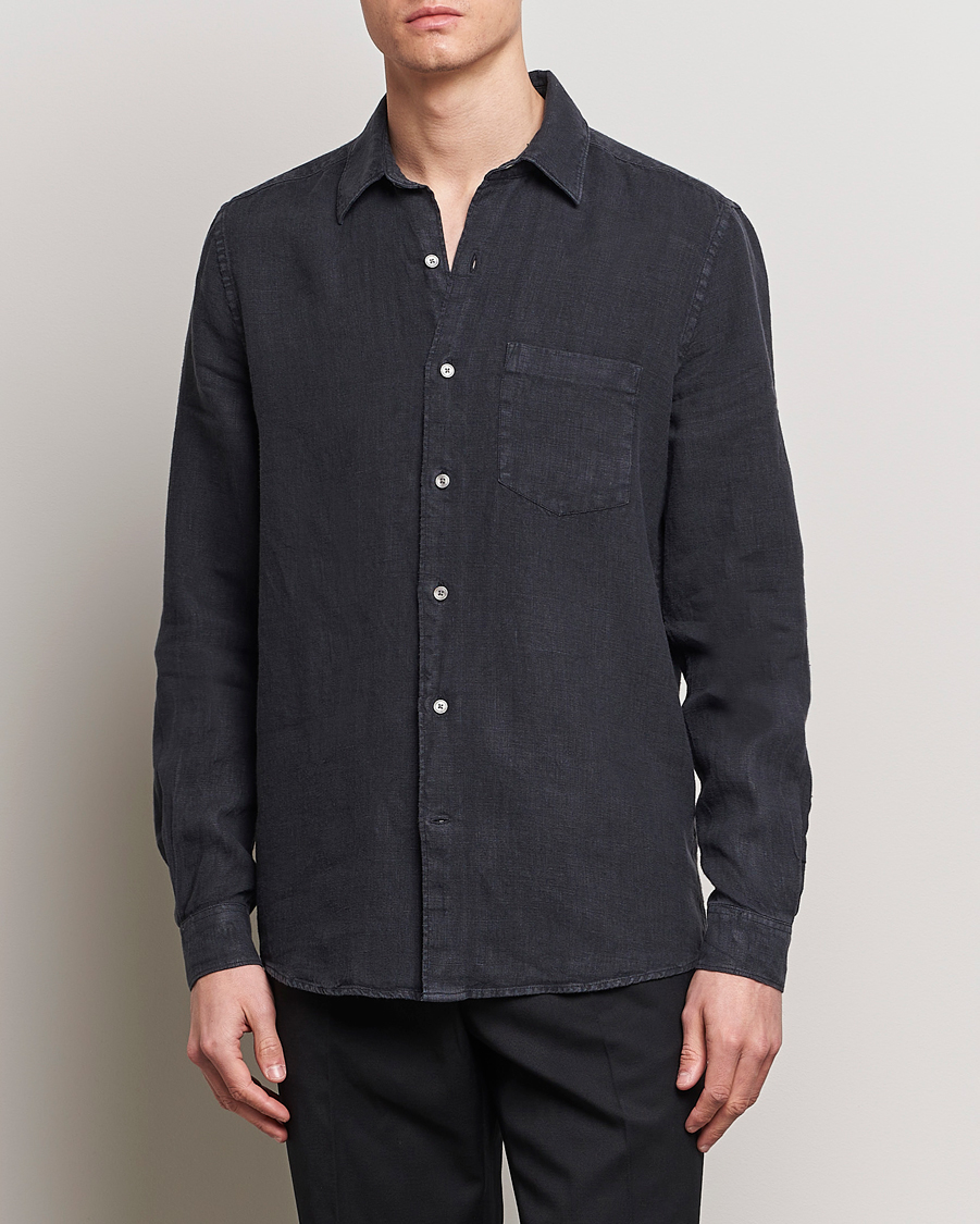 Herr | A Day's March | A Day\'s March | Abu Linen Shirt Off Black