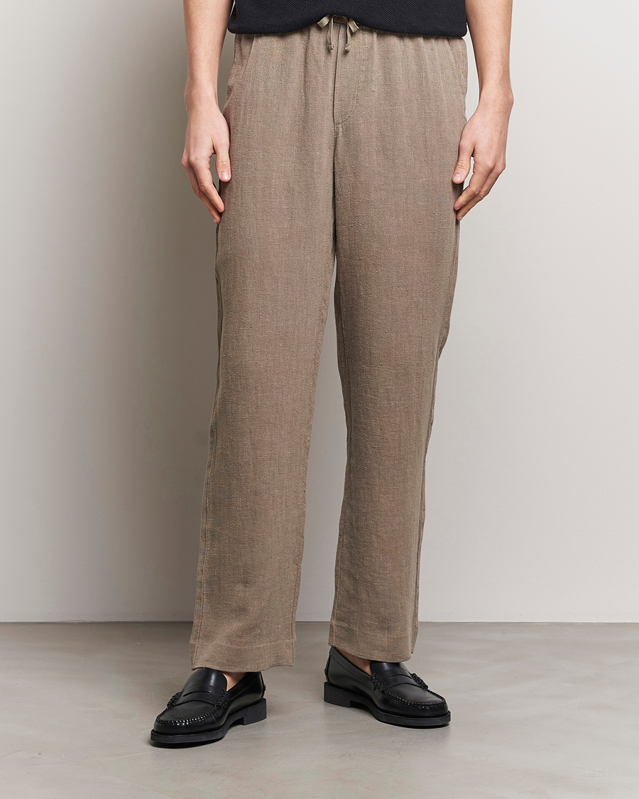 Herre | Bukser | A Day\'s March | Tamiat Drawstring Linen Trousers Clay