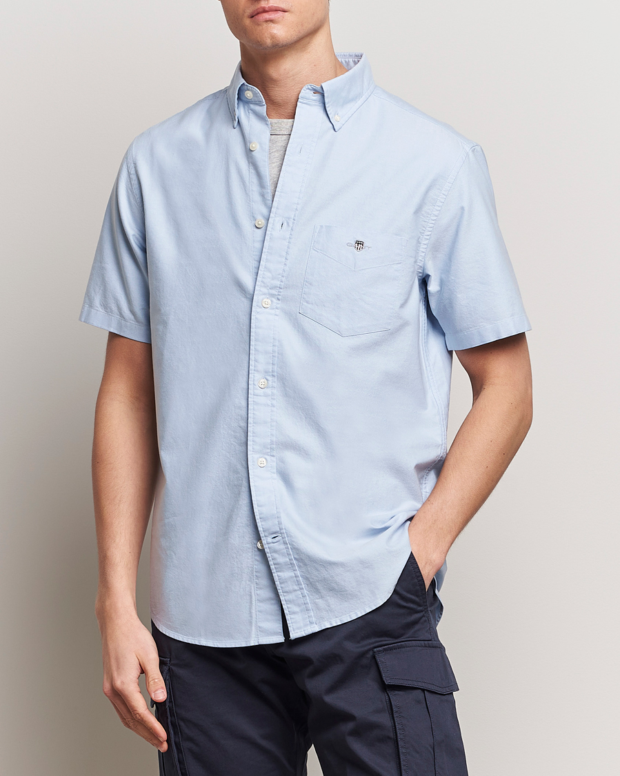 Herre | Skjorter | GANT | Regular Short Sleeve Oxford Shirt Light Blue