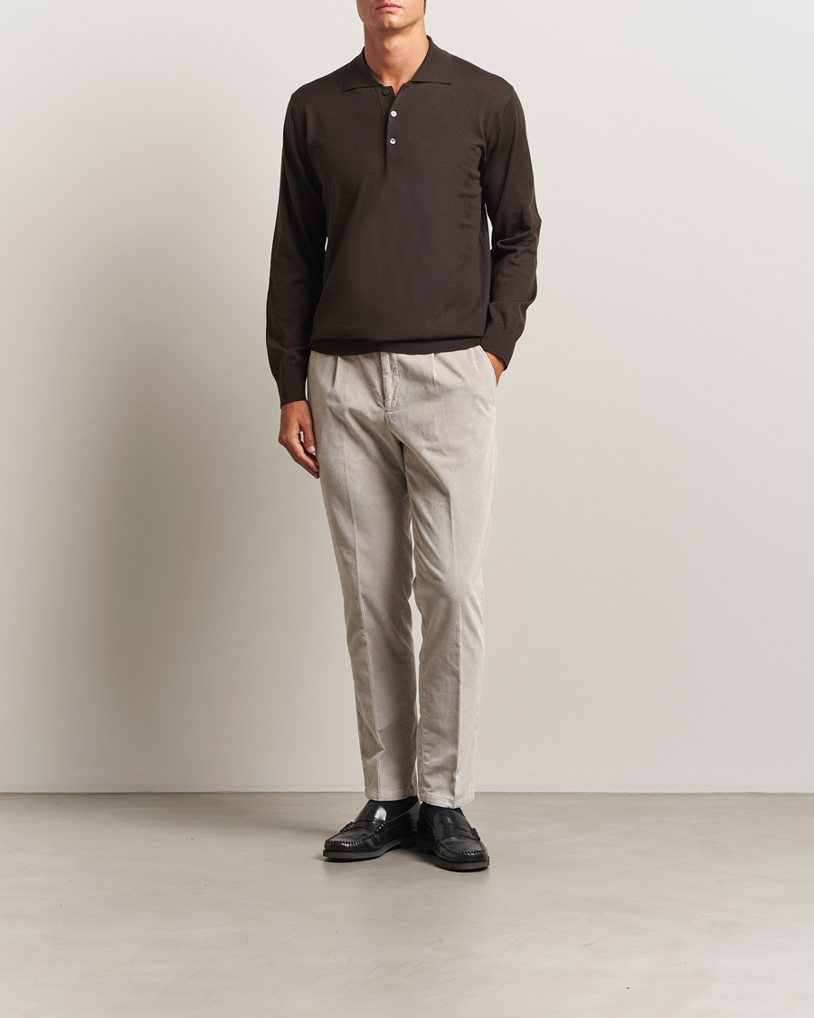 Herre | Gensere | Eton | Merino Knitted Polo Dark Brown