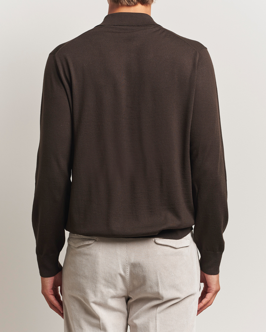 Herre | Gensere | Eton | Merino Knitted Polo Dark Brown