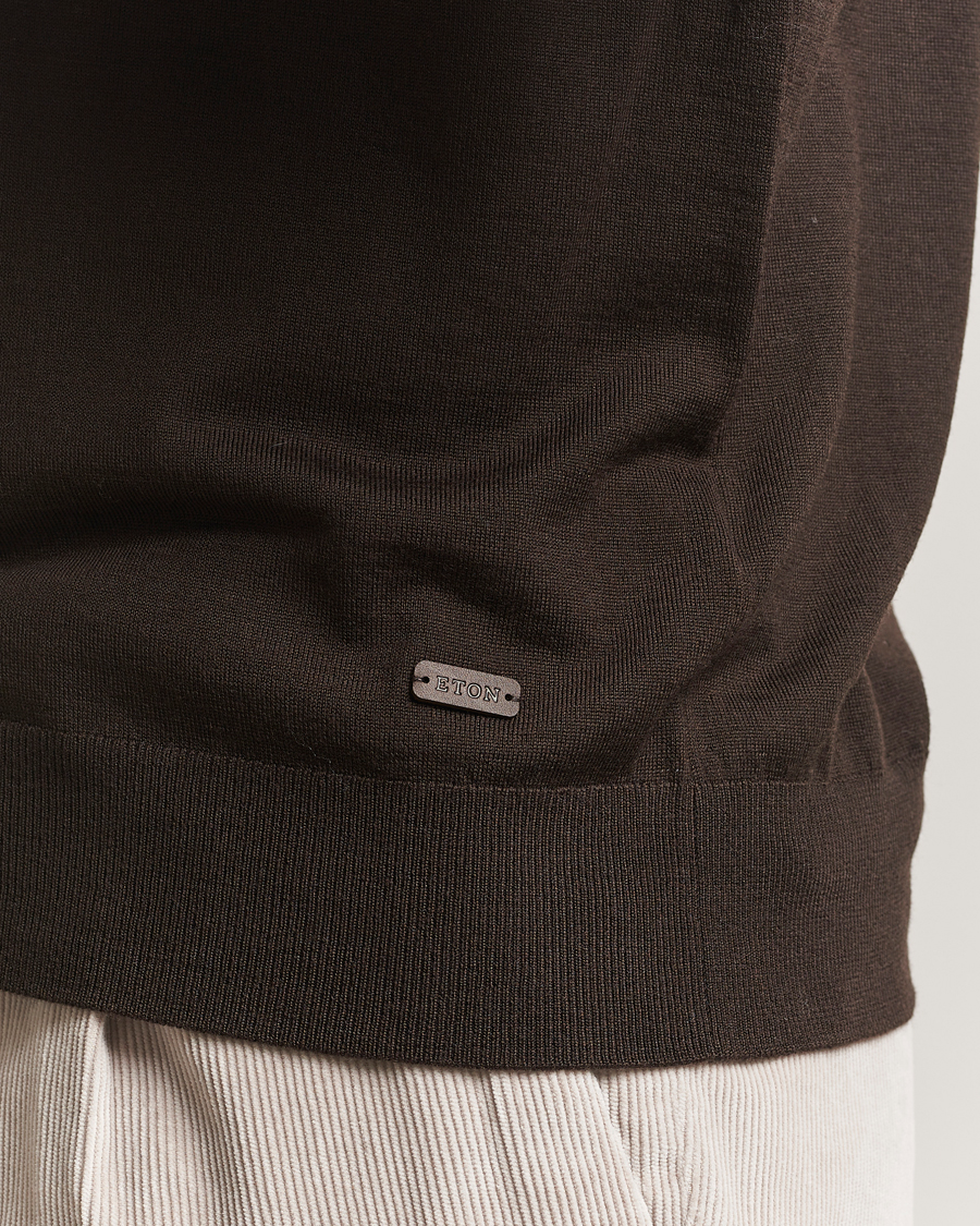 Herre | Gensere | Eton | Merino Knitted Polo Dark Brown