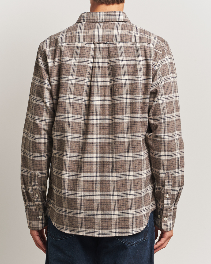 Herre | Skjorter | GANT | Regular Fit Checked Flannel Shirt Dark Hazelnut Melange