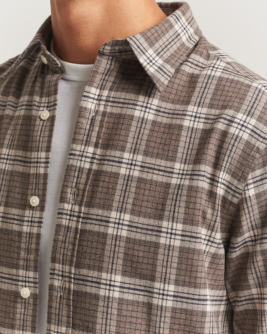 Herre | Skjorter | GANT | Regular Fit Checked Flannel Shirt Dark Hazelnut Melange