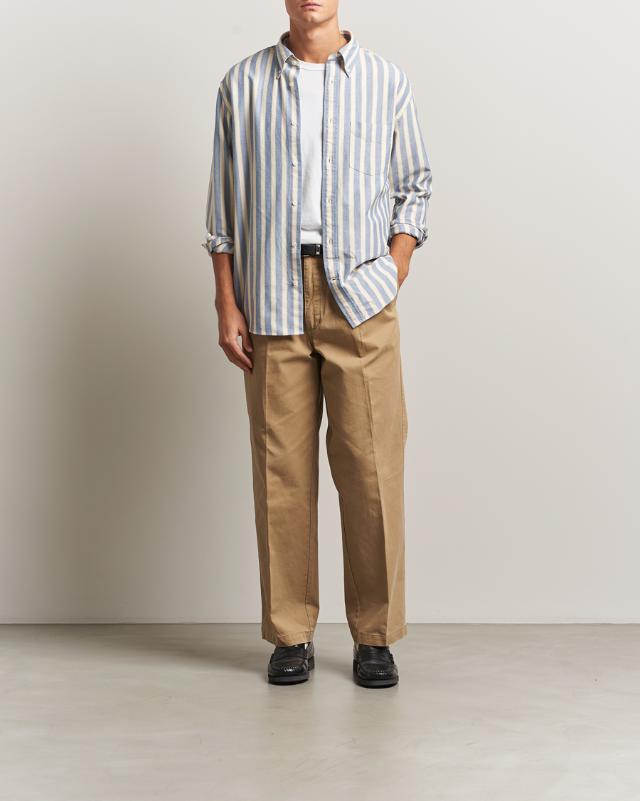 Herre | Skjorter | GANT | Relaxed Fit Striped Heritage Oxford Shirt Blue Water