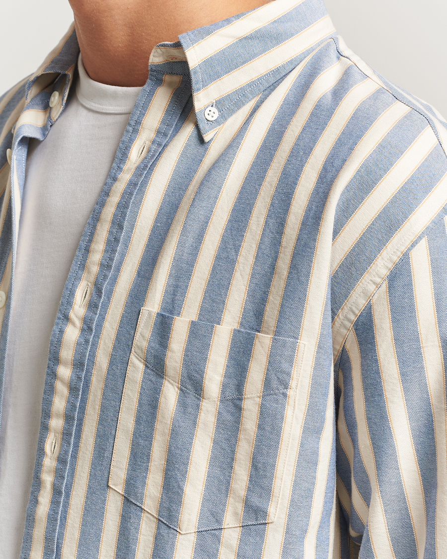 Herre | Skjorter | GANT | Relaxed Fit Striped Heritage Oxford Shirt Blue Water