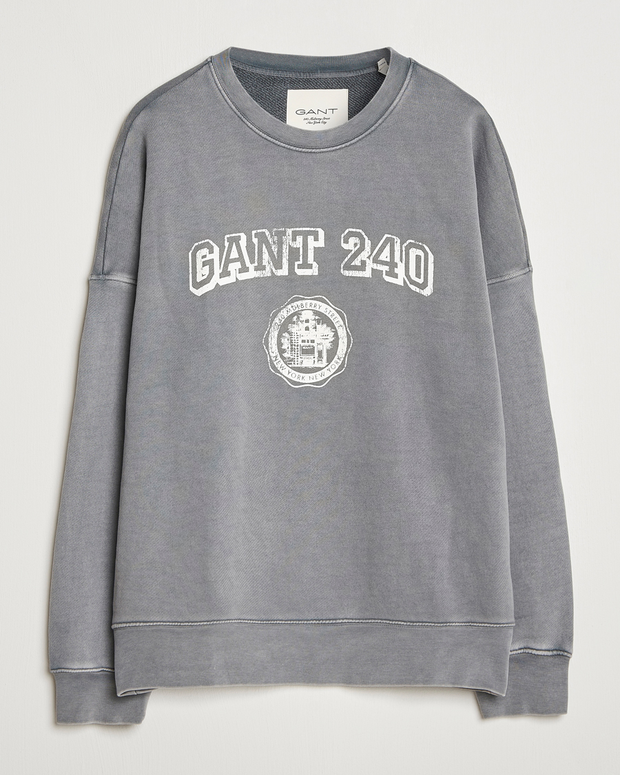 Herre | Gensere | GANT 240 Mulberry Street | Vintage Graphic Crew Neck Sweatshirts Steel Grey