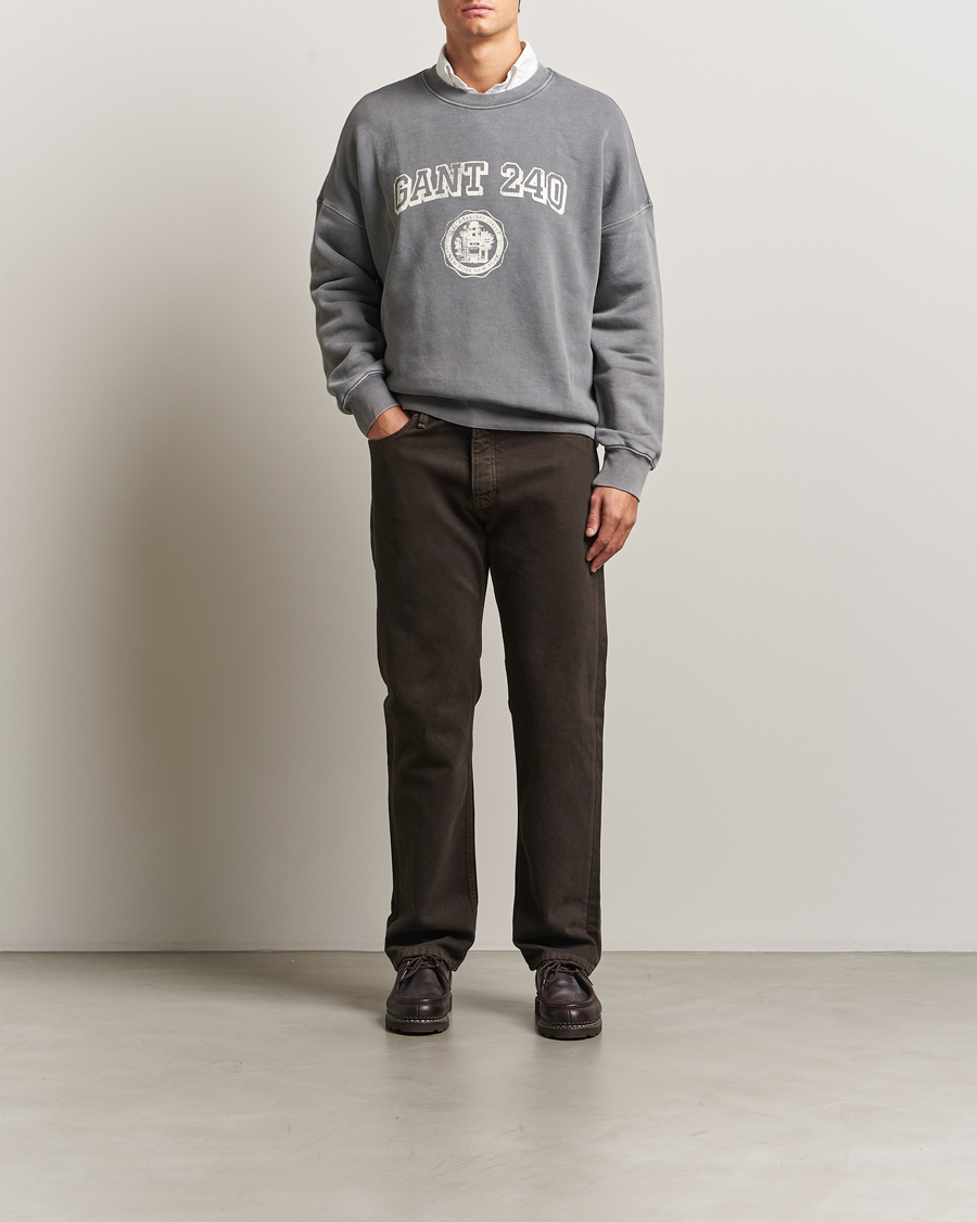 Herre | Gensere | GANT 240 Mulberry Street | Vintage Graphic Crew Neck Sweatshirts Steel Grey
