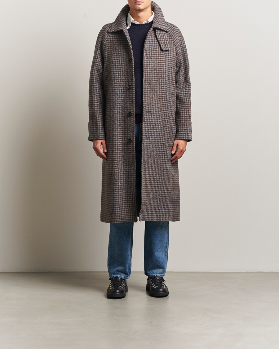 Herre | Jakker | GANT | Wool Balmacaan Houndstooth Coat Deep Brown