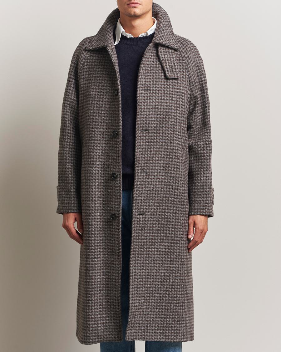 Herre | Jakker | GANT | Wool Balmacaan Houndstooth Coat Deep Brown
