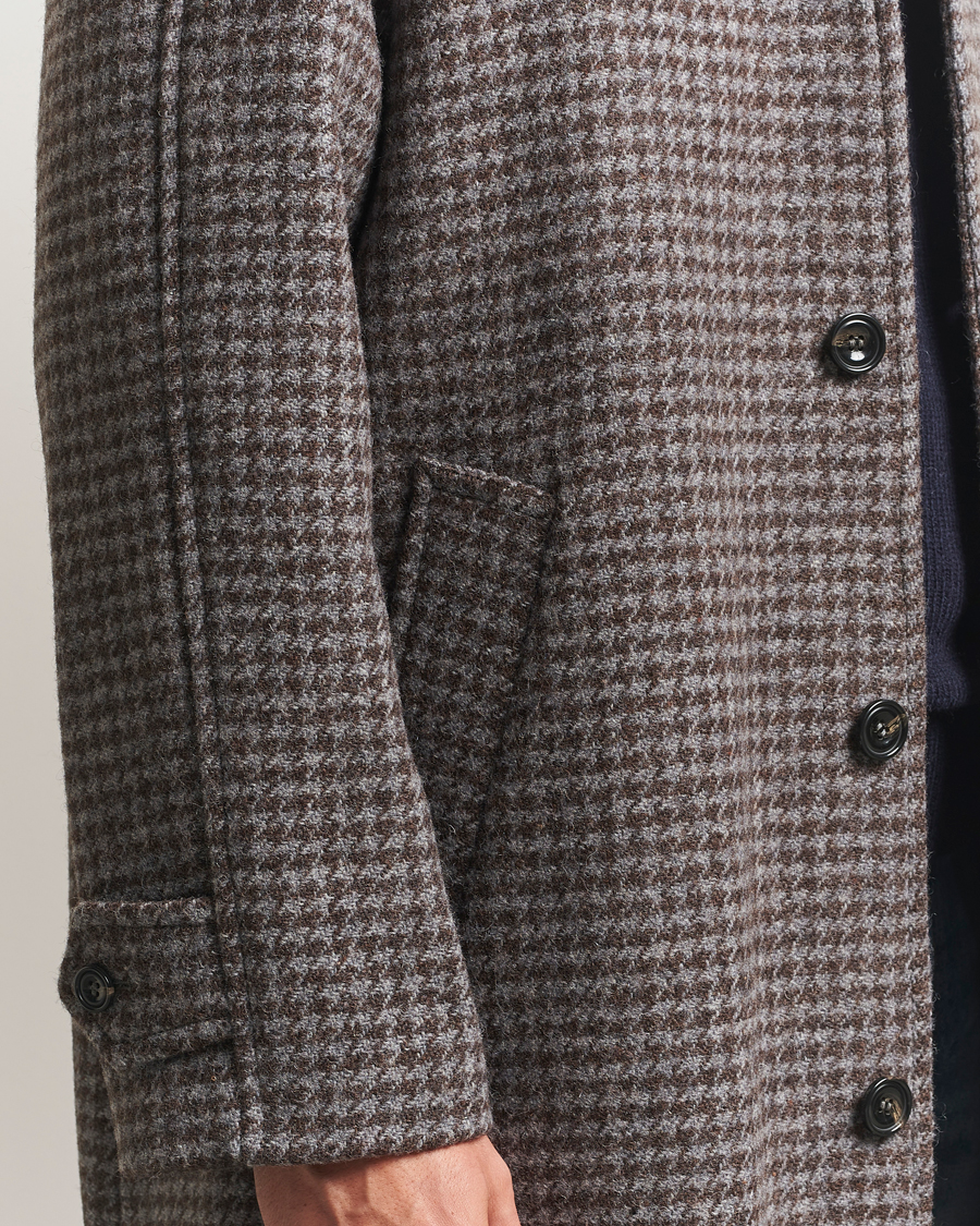 Herre | Jakker | GANT | Wool Balmacaan Houndstooth Coat Deep Brown
