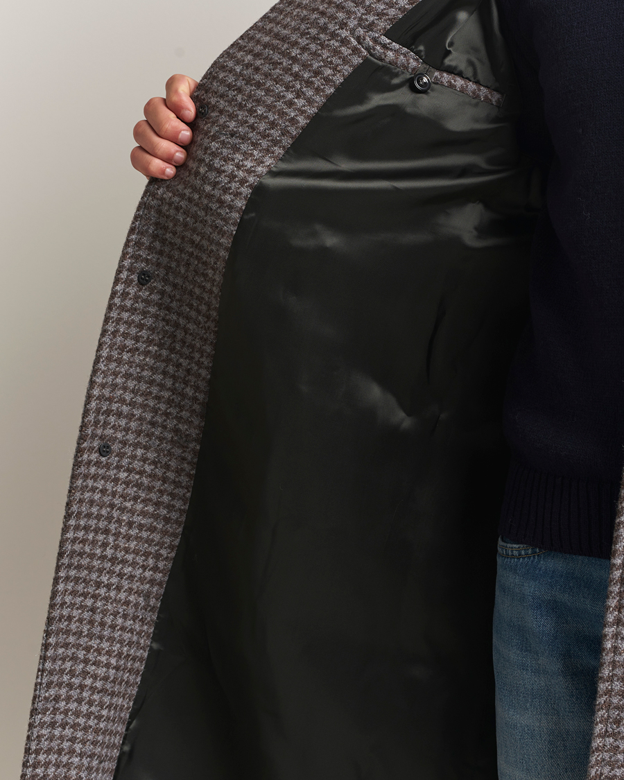 Herre | Jakker | GANT | Wool Balmacaan Houndstooth Coat Deep Brown