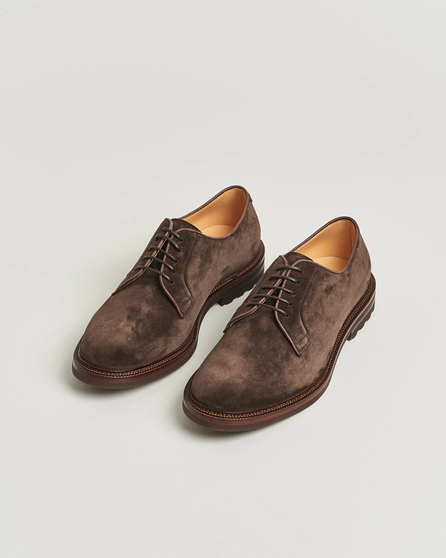 Herre | Derbys | Brunello Cucinelli | Plain Toe Derby Dark Brown Suede