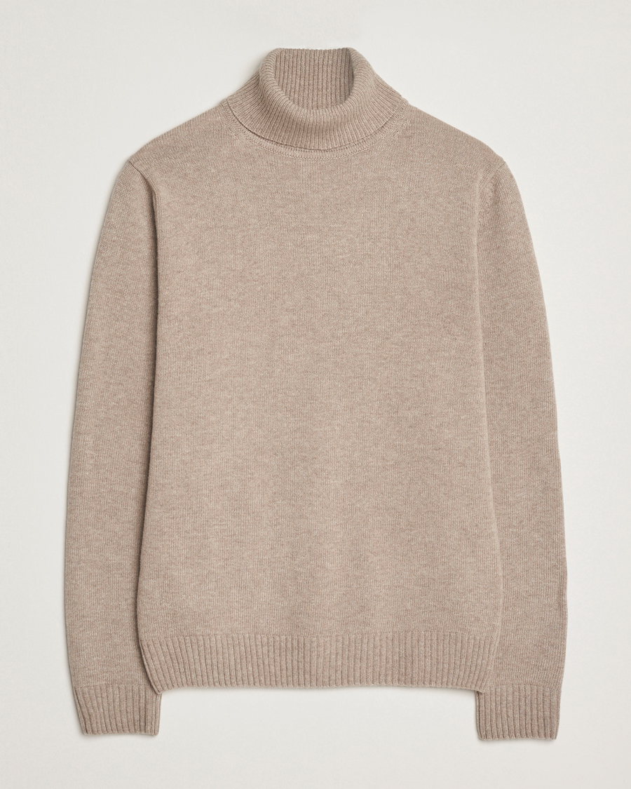 Herre | Gensere | Stenströms | Brushed Merino Rollneck Light Brown