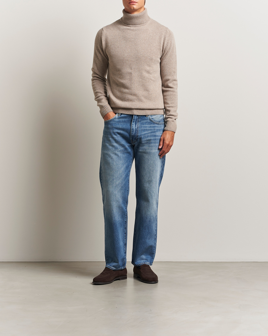 Herre | Gensere | Stenströms | Brushed Merino Rollneck Light Brown