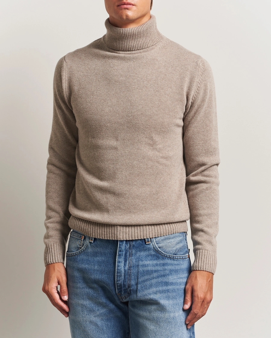 Herre | Gensere | Stenströms | Brushed Merino Rollneck Light Brown