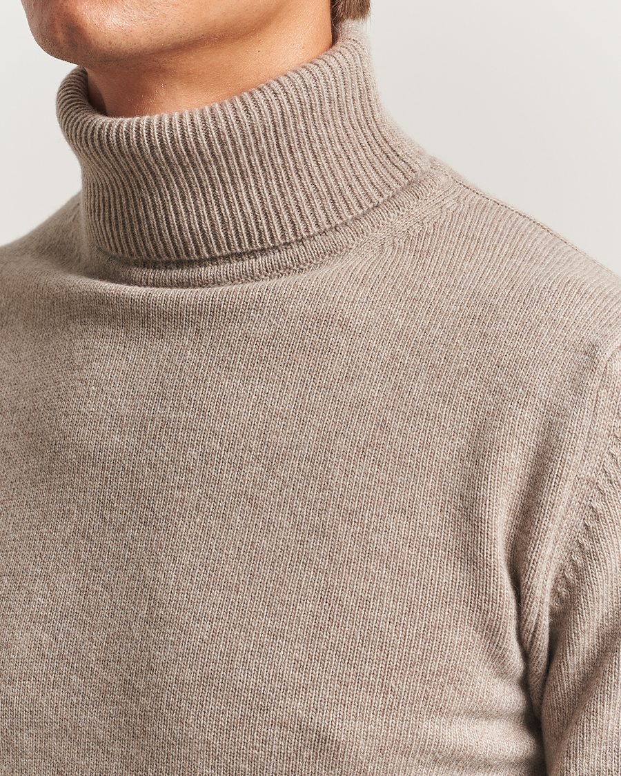 Herre | Gensere | Stenströms | Brushed Merino Rollneck Light Brown