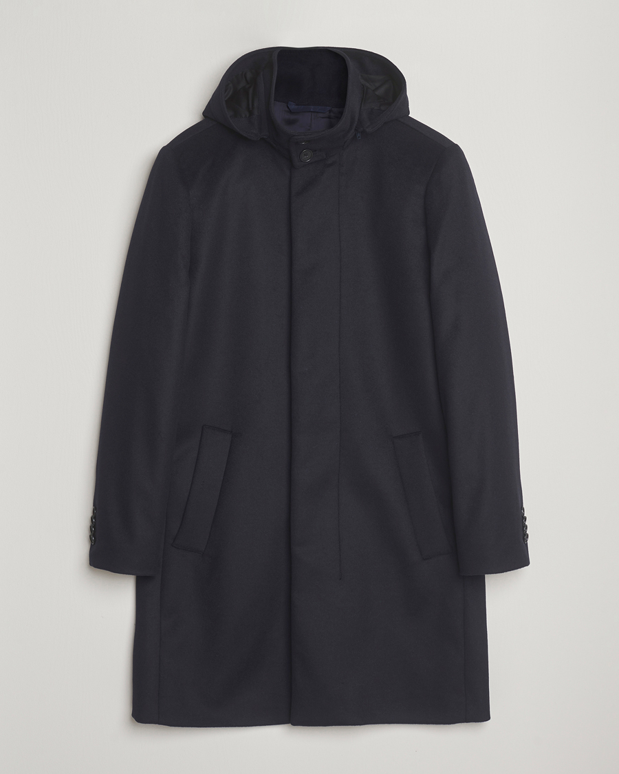 Herre | Jakker | Tiger of Sweden | Aleric Wool/Cashmere Hooded Coat Light Ink