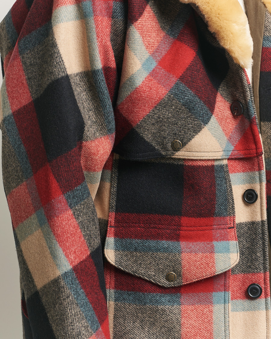Herre | Jakker | Filson | Wool Lined Packer Coat Red/Cream/Blue Plaid
