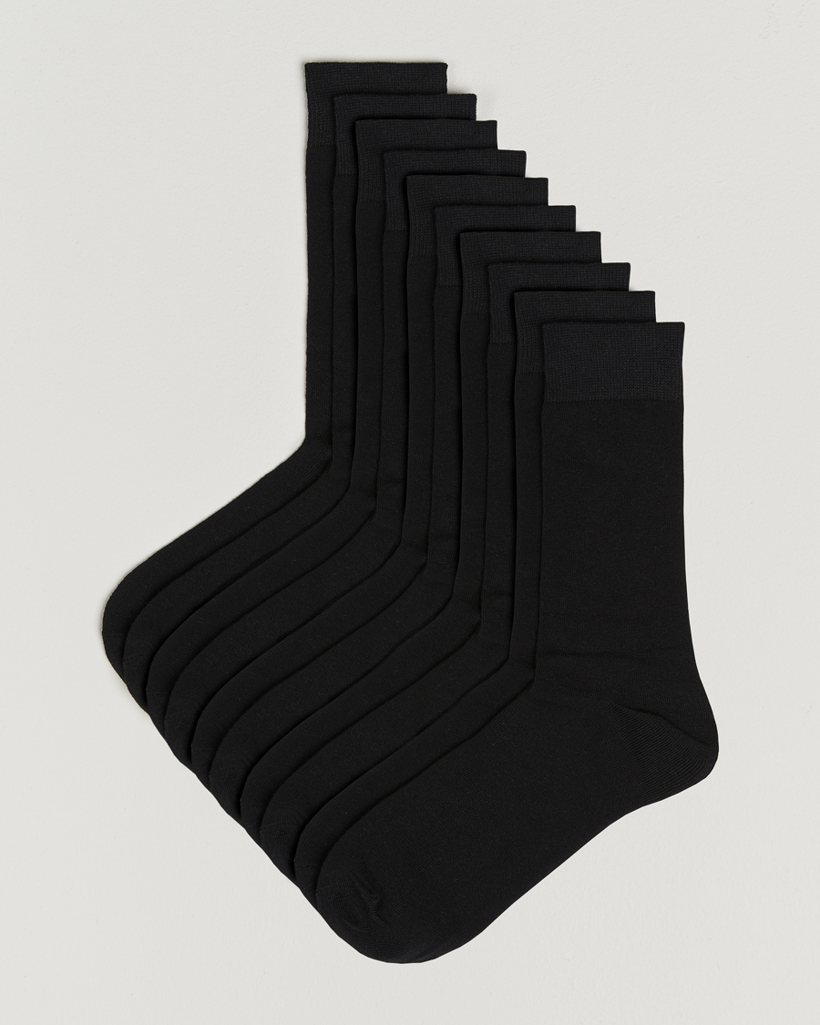 Herre | Undertøy | Care with Carl | 10-Pack Solid Cotton Socks BLACK