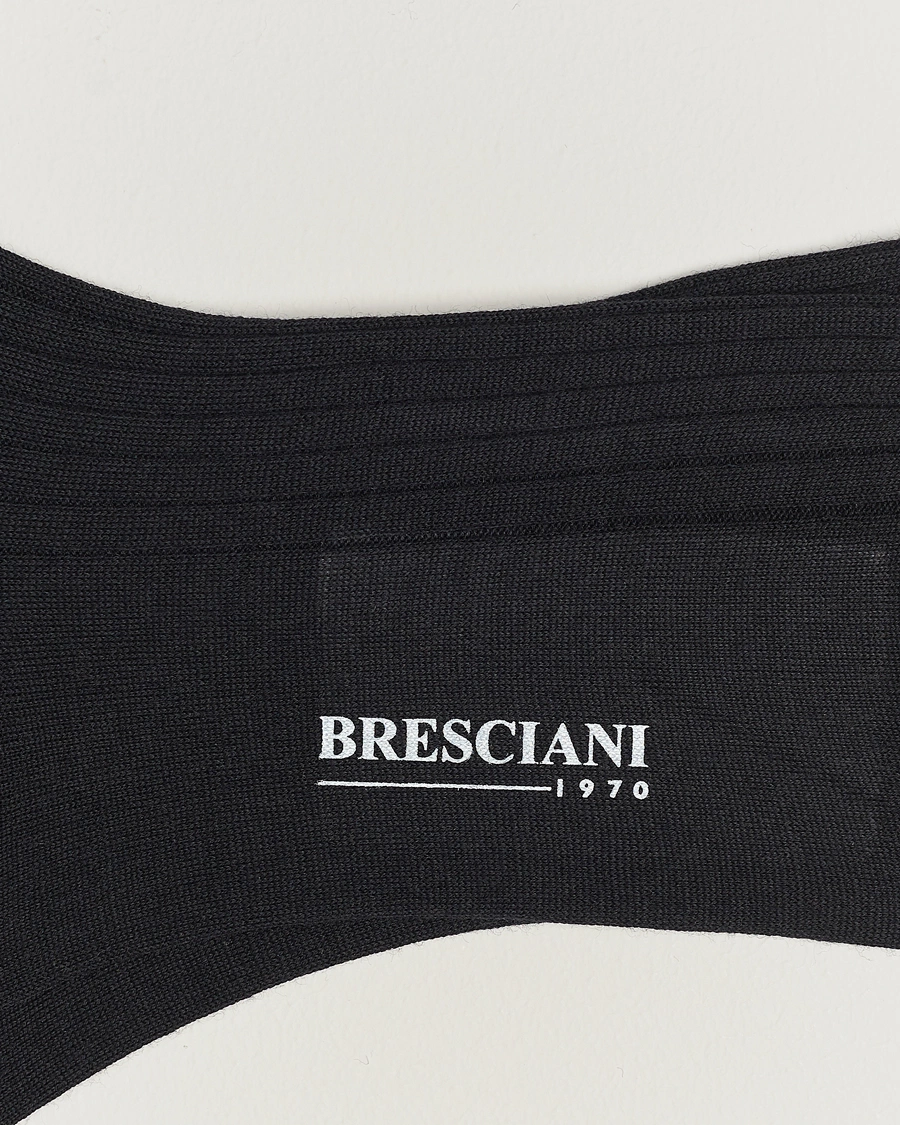 Herre | Formal Wear | Bresciani | Wool/Nylon Ribbed Short Socks Black