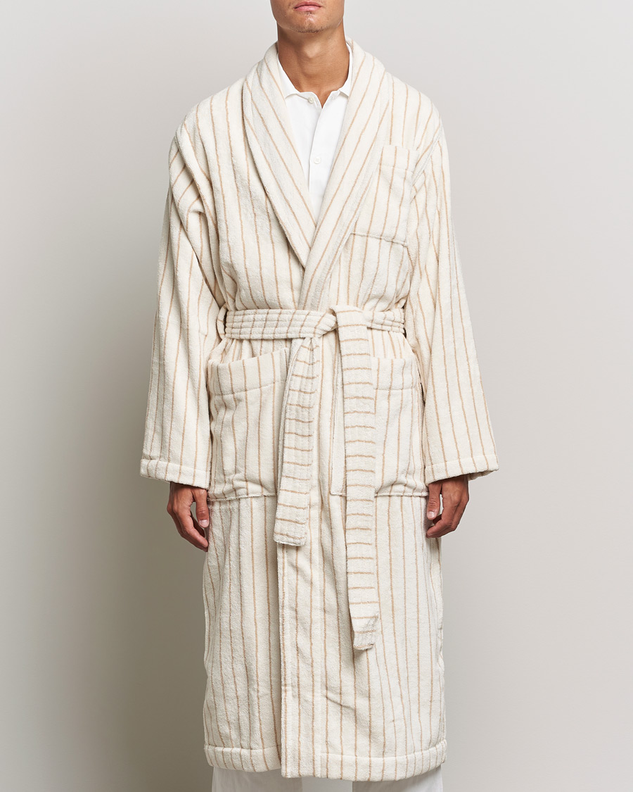 Herre | Pyjamaser og badekåper | Tekla | Organic Terry Classic Bathrobe Sienna Stripes