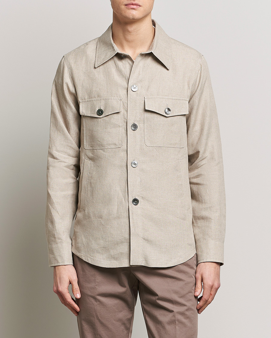 Herre | Oscar Jacobson | Oscar Jacobson | Maverick Linen Shirt Jacket Beige