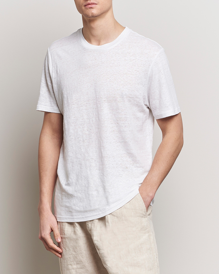 Herre | Kortermede t-shirts | KnowledgeCotton Apparel | Organic Linen T-Shirt Bright White