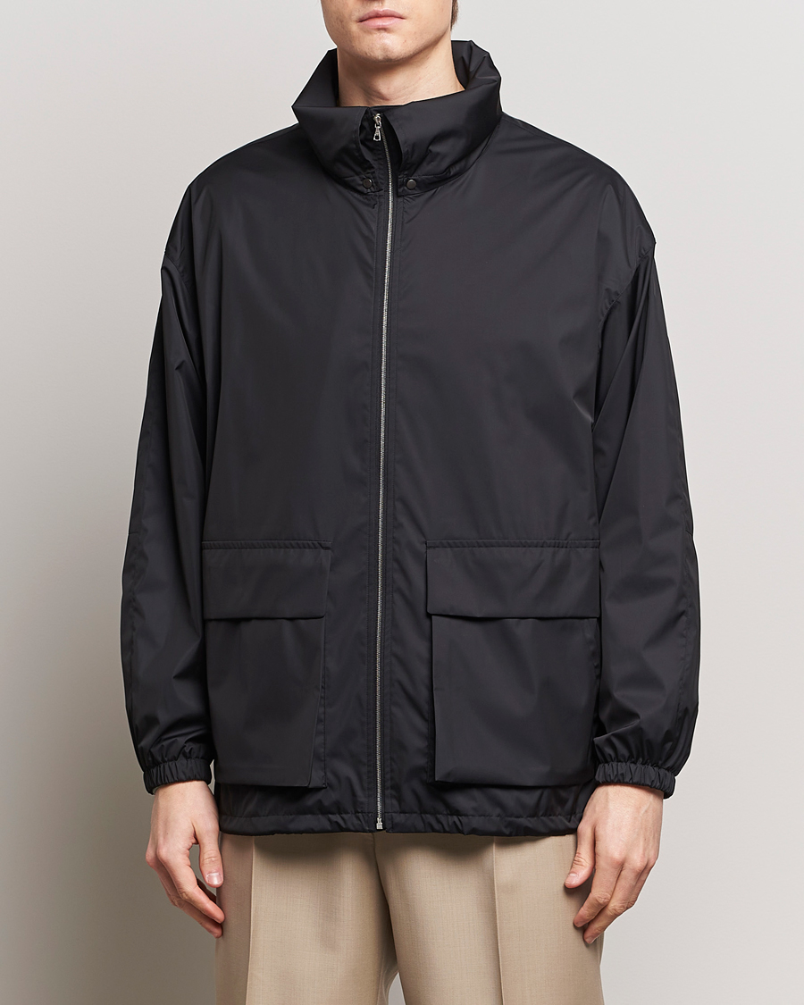 Herre | Japanese Department | Auralee | Polyester Satin Zip Jacket Black