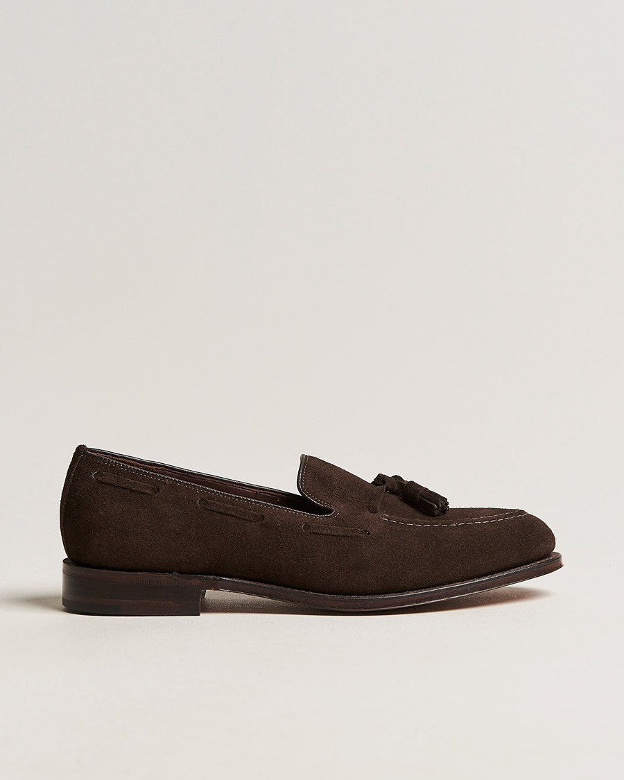 Loake 1880 Russell Tassel Loafer Chocolate Brown Suede – Brun